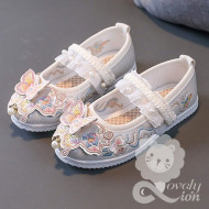 Giày vải thêu hoa màu trắng cho bé gái