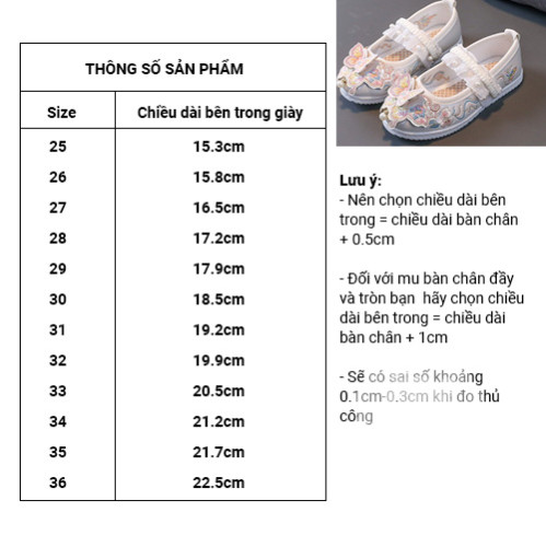 Giày vải thêu hoa màu trắng cho bé gái Giày vải thêu hoa màu trắng cho bé gái