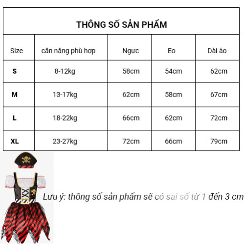 Bộ hóa trang cướp biển cho bé gái, trang phục Halloween Bộ hóa trang cướp biển cho bé gái, trang phục Halloween