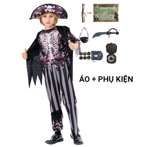 Bộ hóa trang cướp biển + phụ kiện - trang phục Halloween Bộ hóa trang cướp biển + phụ kiện - trang phục Halloween