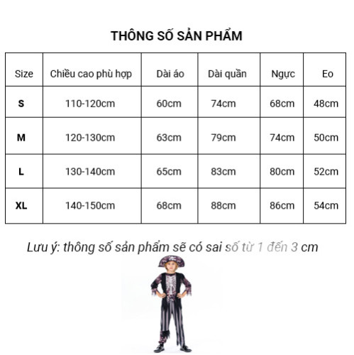 Bộ hóa trang cướp biển + phụ kiện - trang phục Halloween Bộ hóa trang cướp biển + phụ kiện - trang phục Halloween