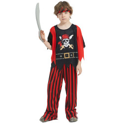 Bộ hóa trang cướp biển màu đỏ đen + phụ kiện, trang phục Halloween