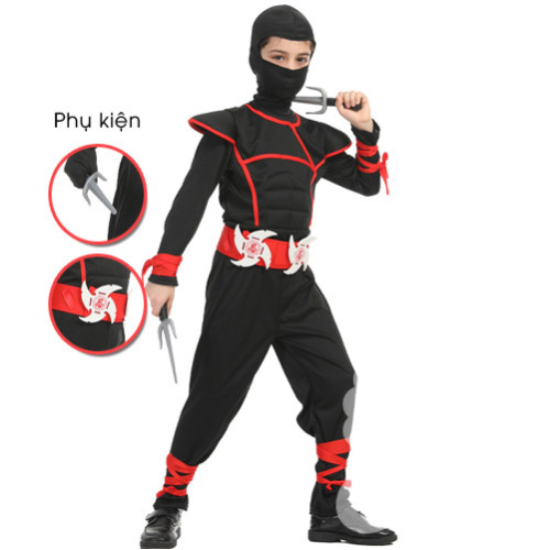 Bộ Ninja kèm phụ kiện - trang phục hoá trang mùa lễ hội Halloween Bộ Ninja kèm phụ kiện - trang phục hoá trang mùa lễ hội Halloween