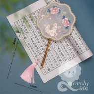 Quạt lụa thêu phong cách cổ trang cho trẻ em(đường kính 16cm) (M15)