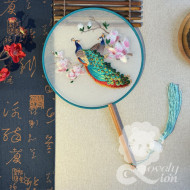 Quạt lụa thêu phong cách cổ trang (nhiều mẫu) (QT30)