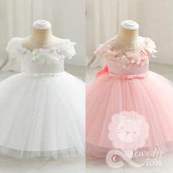 Đầm công chúa màu trắng và hồng cho bé từ 1 đến 4 tuổi