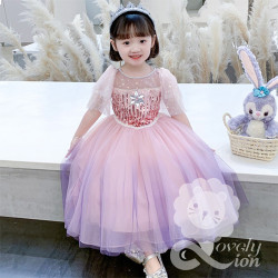 Đầm công chúa màu hồng cho bé gái+tặng vương miệng và đũa thần