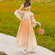 Hán phục màu cam cho bé gái