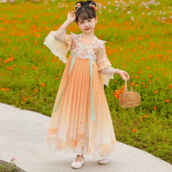 Hán phục màu cam cho bé gái