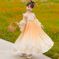 Hán phục màu cam cho bé gái