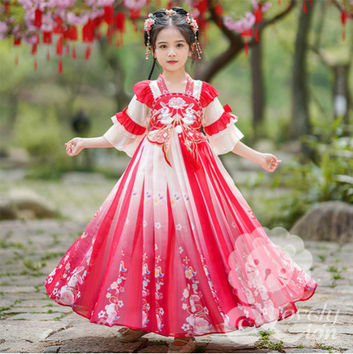 Đầm công chúa màu đỏ thêu hoa cho bé gái(không kèm khăn choàng) Đầm công chúa màu đỏ thêu hoa cho bé gái(không kèm khăn choàng)