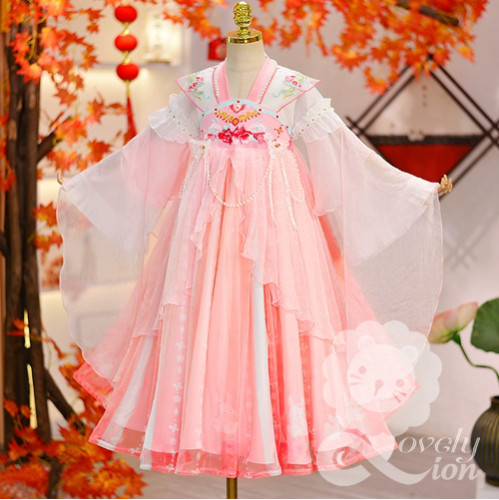 Đầm Hán phục công chúa màu hồng tay dài cho bé gái+tặng kèm khăn choàng Đầm Hán phục công chúa màu hồng tay dài cho bé gái+tặng kèm khăn choàng
