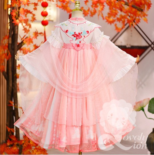Đầm Hán phục công chúa màu hồng tay dài cho bé gái+tặng kèm khăn choàng Đầm Hán phục công chúa màu hồng tay dài cho bé gái+tặng kèm khăn choàng