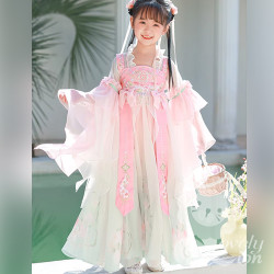 Hán phục màu hồng tay rộng cho bé gái
