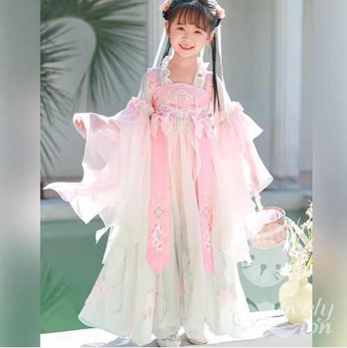 Hán phục màu hồng tay rộng cho bé gái Hán phục màu hồng tay rộng cho bé gái