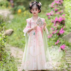 Đầm hán phục màu hồng cho bé gái