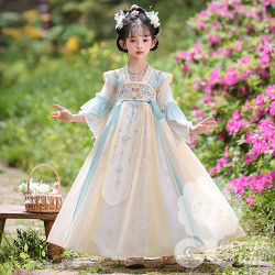 Đầm hán phục màu xanh cho bé gái