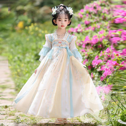 Đầm hán phục màu xanh cho bé gái