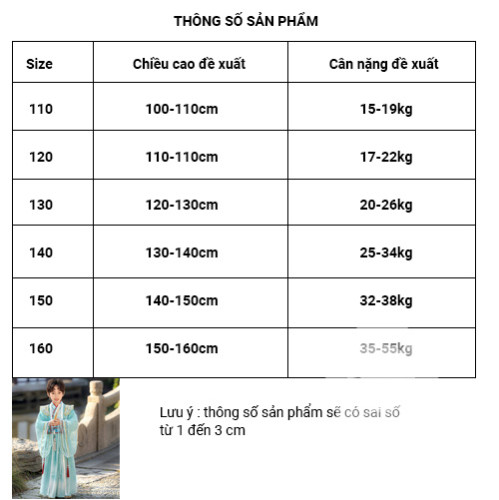 Hán phục nam màu xanh cho bé trai (không kèm phụ kiện)