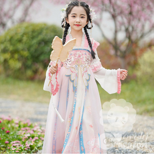 Đầm hán phục trắng hồng tay dài cho bé gái (không kèm khăn choàng) Đầm hán phục trắng hồng tay dài cho bé gái (không kèm khăn choàng)