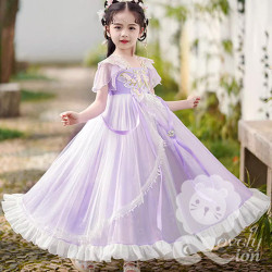 Hán phục màu tím tay ngắn cho bé gái(không kèm khăn choàng)