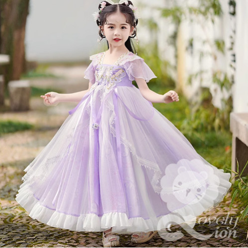 Hán phục màu tím tay ngắn cho bé gái(không kèm khăn choàng) Hán phục màu tím tay ngắn cho bé gái(không kèm khăn choàng)