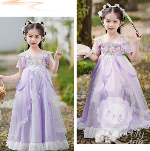 Hán phục màu tím tay ngắn cho bé gái(không kèm khăn choàng) Hán phục màu tím tay ngắn cho bé gái(không kèm khăn choàng)
