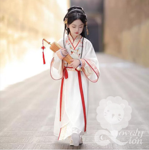 Hán phục màu đỏ và trắng cho bé gái Hán phục màu đỏ và trắng cho bé gái
