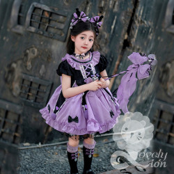 Bộ váy Sanrio Kuromi Lolita cho bé gái + tặng băng đô + đôi vớ