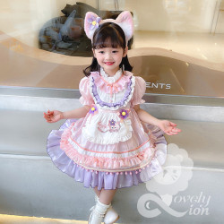 Bộ váy công chúa Lolita màu hồng tím cho bé gái+tặng băng đô như hình