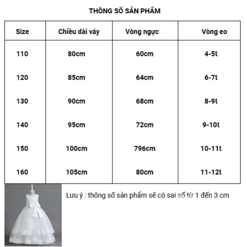 Đầm công chúa màu trắng cho bé gái+tặng cài tóc vương miệng Đầm công chúa màu trắng cho bé gái+tặng cài tóc vương miệng