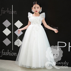 Đầm công chúa màu trắng đính kim sa+tặng băng đô