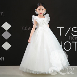 Đầm công chúa màu trắng đính kim sa+tặng băng đô