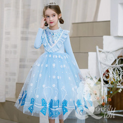 Đầm công chúa elsa tay dài cho bé gái+tặng vương miệng và đũa thần
