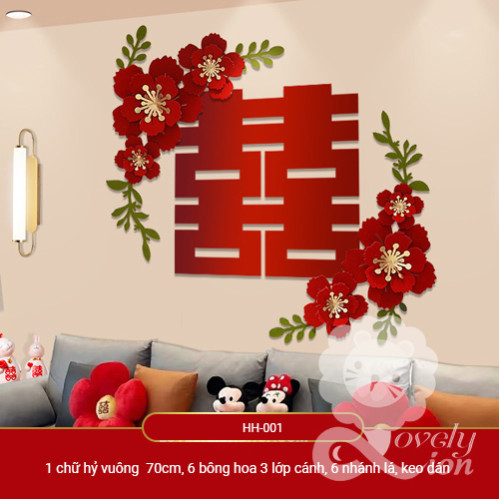 Set chữ hỷ to và bông hoa trang trí đám cưới Set chữ hỷ to và bông hoa trang trí đám cưới