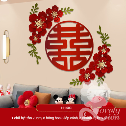 Set chữ hỷ to và bông hoa trang trí đám cưới Set chữ hỷ to và bông hoa trang trí đám cưới
