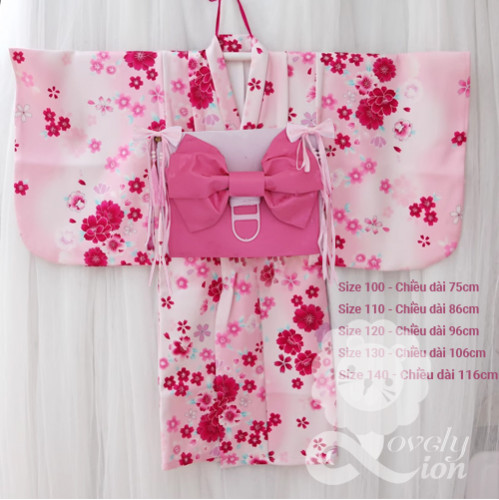 Bộ áo Kimono, Yukata cho bé gái - tặng kèm kẹp tóc (M12) Bộ áo Kimono, Yukata cho bé gái - tặng kèm kẹp tóc (M12)
