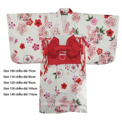 Bộ áo Kimono, Yukata cho bé gái - tặng kèm kẹp tóc (M1)