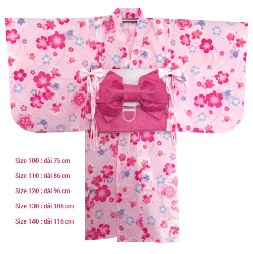 Bộ áo Kimono, Yukata cho bé gái - tặng kèm kẹp tóc (M5) Bộ áo Kimono, Yukata cho bé gái - tặng kèm kẹp tóc (M5)